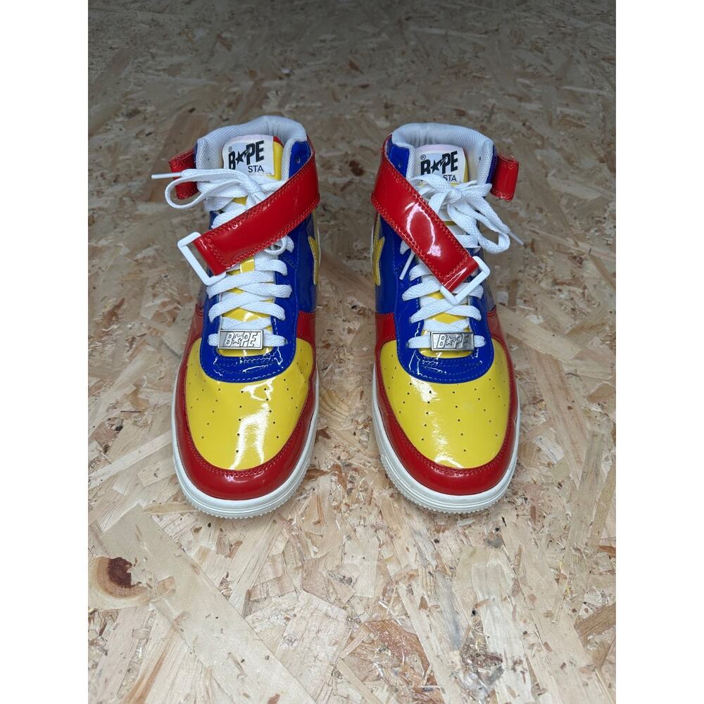 A Bathing Ape Bapesta Mid Red Multi Blue Sz US 10 - Picture 3 of 5